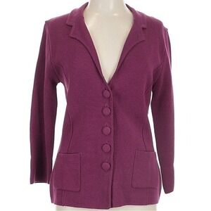Grace Womens Heavy Cotton Plum Button Up Cardigan Blazer Career Wear Size Large